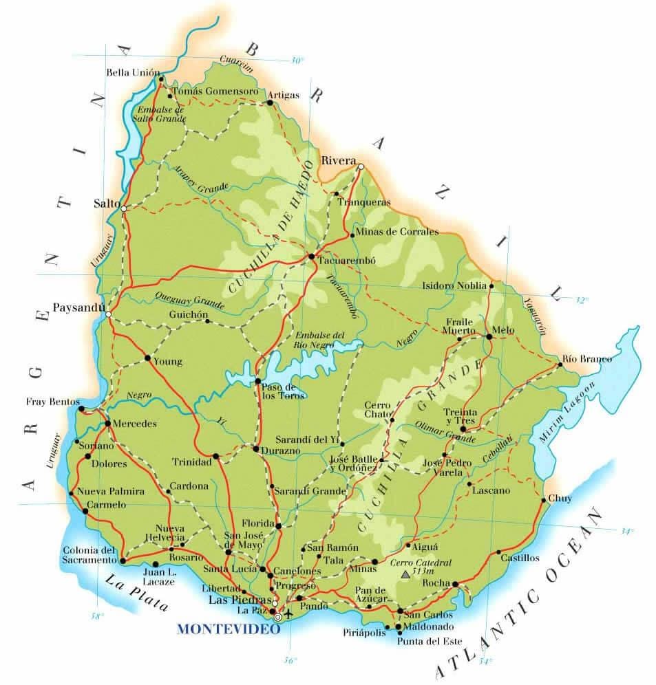 Mapa de Uruguay geografía