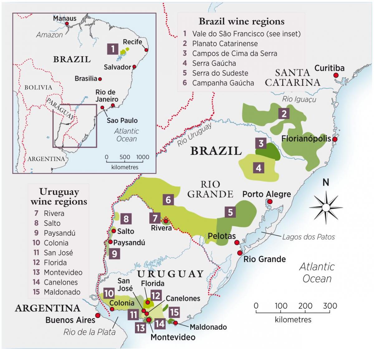 Mapa de Uruguay vino